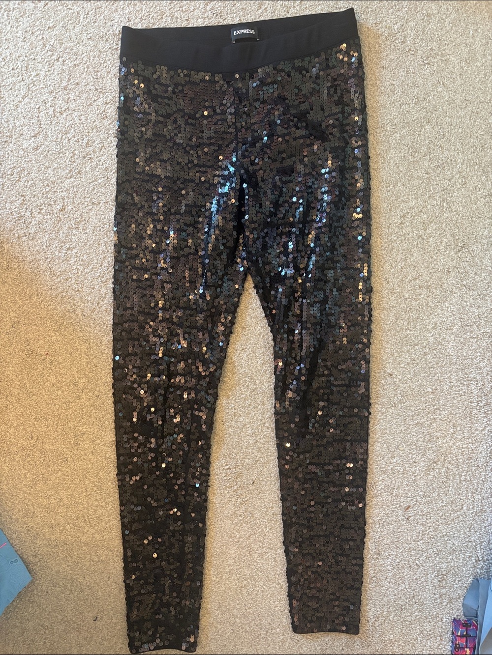 Express Black Sequin Leggings